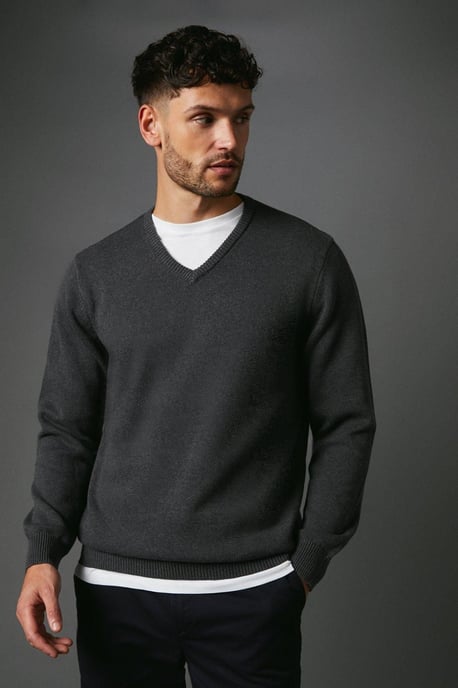 Premium Pure Cotton V-neck Jumper - Image 1