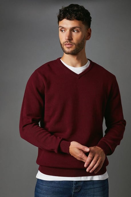 Premium Pure Cotton V-neck Jumper - Image 1