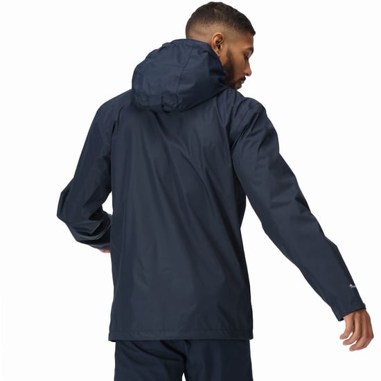 Regatta Mens Matt Waterproof Hiking Walking Jacket Coat Navy - Image 2