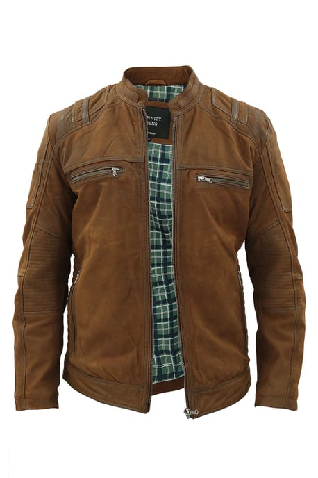 Chaqueta de motociclista de cuero Buff Racer para hombre - Vienna - Image 3