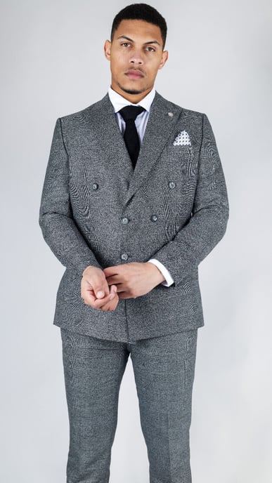 Traje clásico de dos piezas cruzado en gris para hombre - Image 2