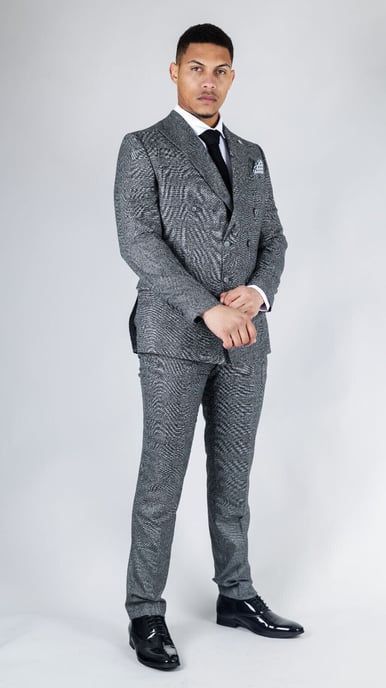 Traje clásico de dos piezas cruzado en gris para hombre - Image 4