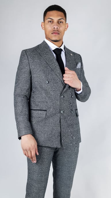 Traje clásico de dos piezas cruzado en gris para hombre - Image 5
