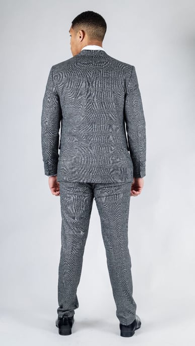 Traje clásico de dos piezas cruzado en gris para hombre - Image 6