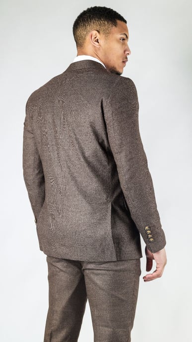 Traje clásico de dos piezas cruzado en marrón para hombre - Image 6