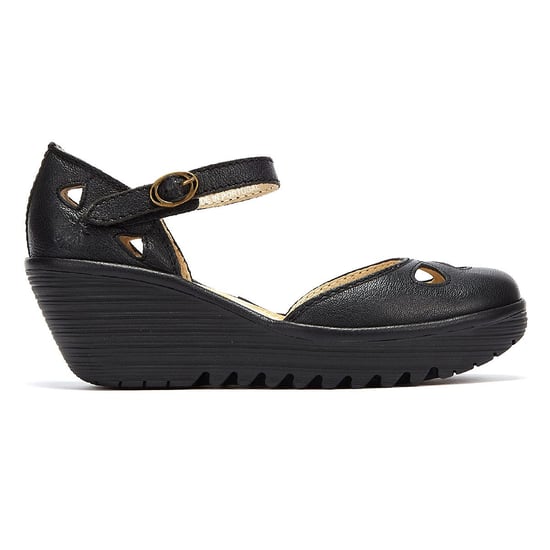 Fly London Yuna Womens Leather Wedge Sandals - (Black) - Image 5