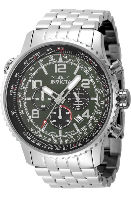 Invicta Aviator 49080 Reloj para Hombre - Movimiento de Cuarzo - Acero Inoxidable con Esfera Verde - 49 mm - Image 1