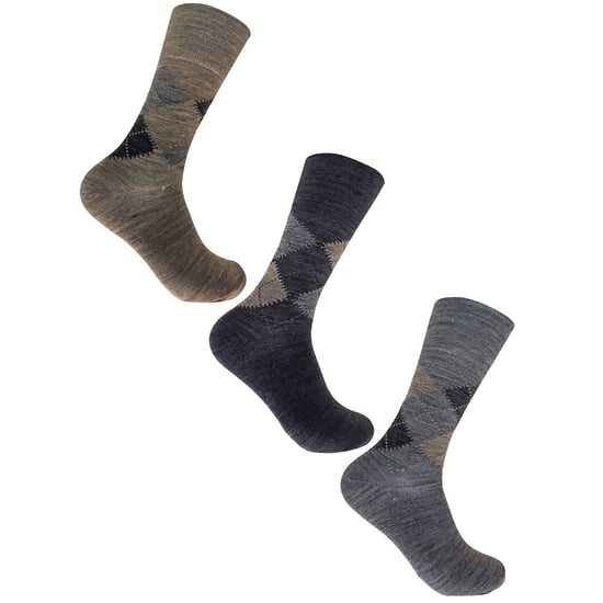 Pack de 3 calcetines para hombre sin elástico de lana de cordero con dibujo para la circulación - Image 3