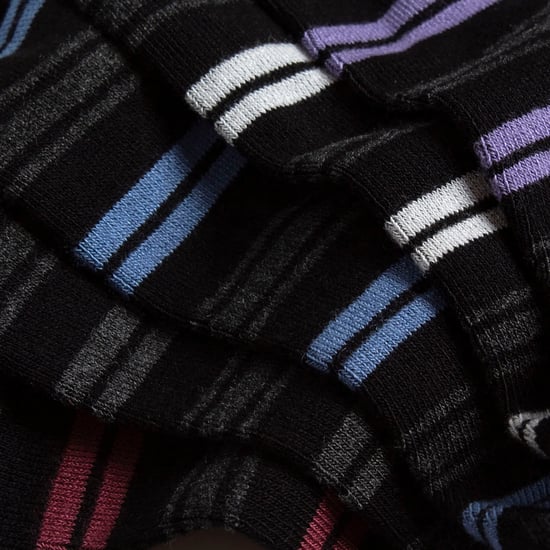 10 Pairs Mens Bamboo Trainer Socks | Farah | Striped Cushioned Ankle Socks - White - Image 4