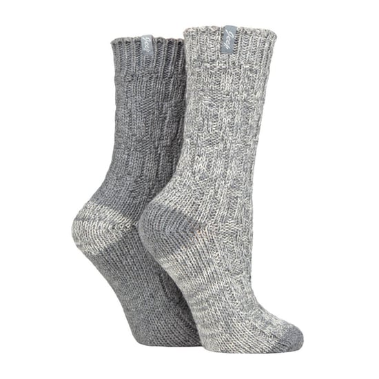 Womens Wool Boot Socks Calcetines de lana para mujer - Pizarra / Blanco - Image 3