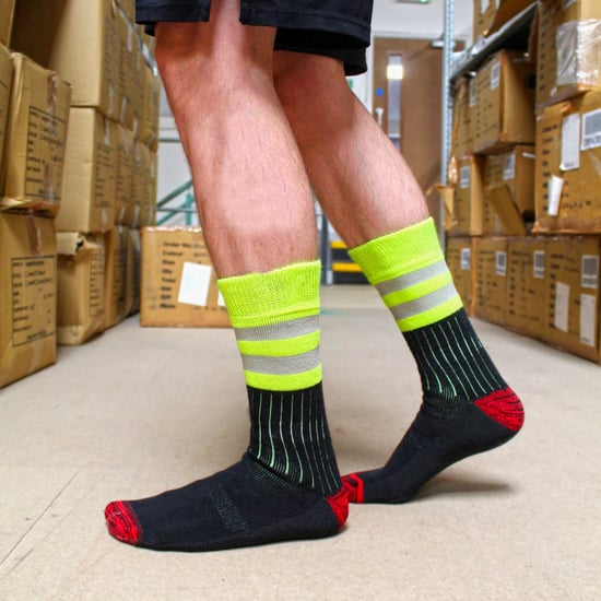 Paquete de 3 calcetines de trabajo para hombres de algodón resistente y alta visibilidad - Image 4