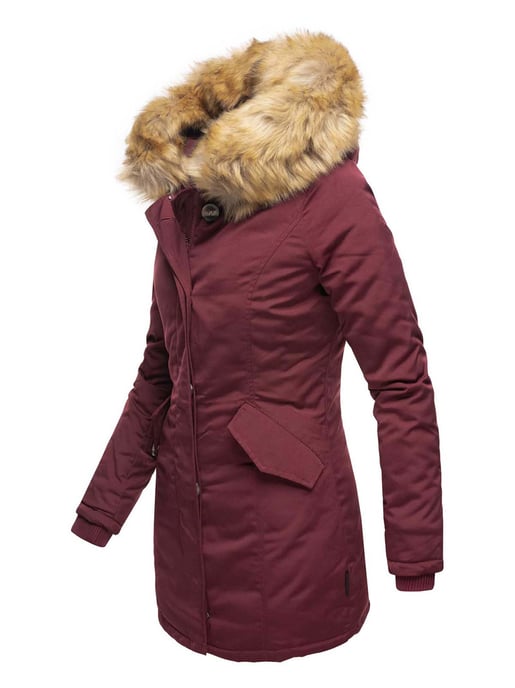 Marikoo Karmaa Damen Winter Jacke Parka Mantel Winterjacke warm gefüttert B362 Weinrot Größe XS - Gr. 34 - Image 2