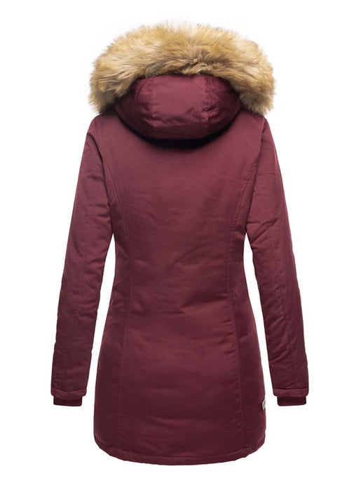 Marikoo Karmaa Damen Winter Jacke Parka Mantel Winterjacke warm gefüttert B362 Weinrot Größe XS - Gr. 34 - Image 3