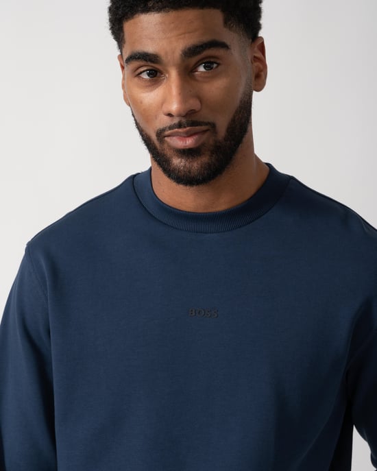 Sudadera de manga larga de corte relajado con detalle de logo en azul oscuro - Image 3