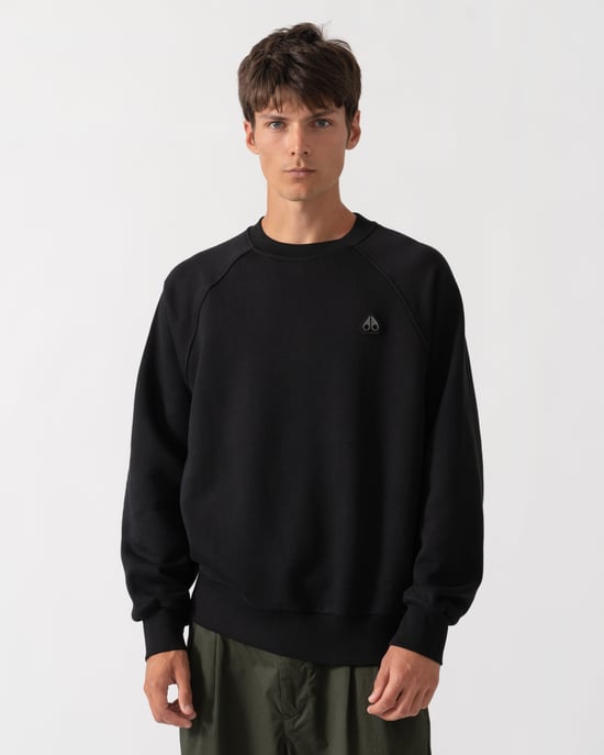 Sudadera negra de manga larga y corte relajado con detalle de logo - Image 1