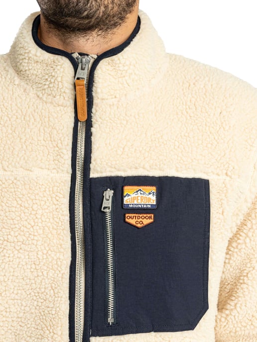 Superdry Chaqueta Polar Vintage Retro Con Cremallera Completa, Beige - Image 4