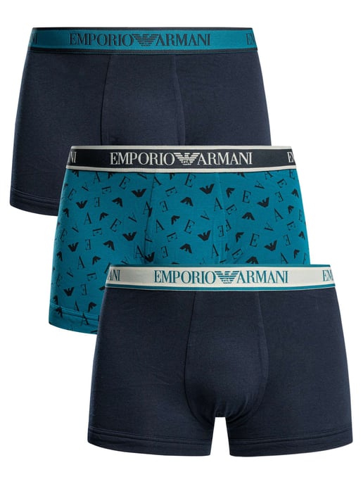 Emporio Armani 3 Pack Trunks, Azul - Image 1