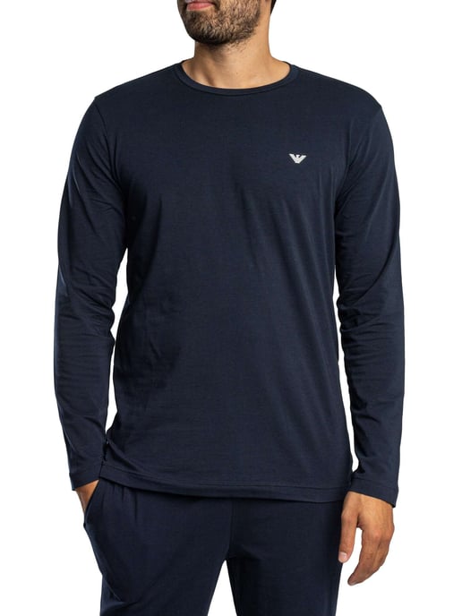 Emporio Armani Conjunto De Pijama De Manga Larga De Punto, Azul - Image 2