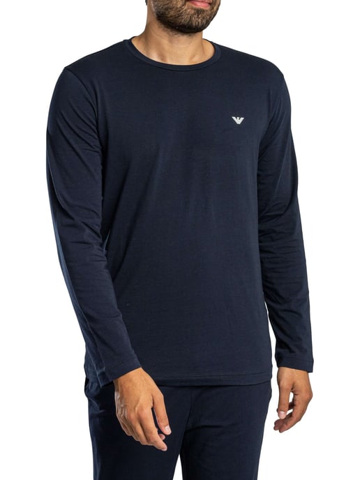 Emporio Armani Conjunto De Pijama De Manga Larga De Punto, Azul - Image 3