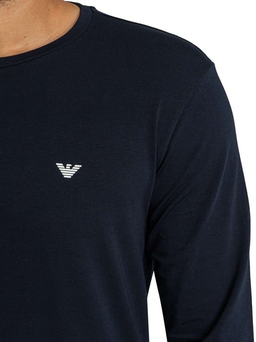 Emporio Armani Conjunto De Pijama De Manga Larga De Punto, Azul - Image 5