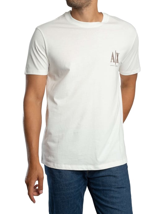 Armani Exchange Camiseta Con Logo De Pecho Grande, Blanco - Image 1