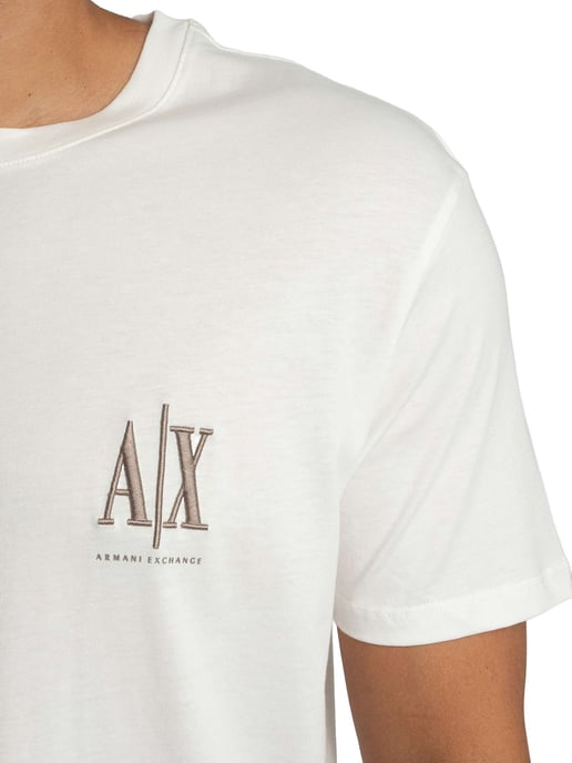 Armani Exchange Camiseta Con Logo De Pecho Grande, Blanco - Image 4