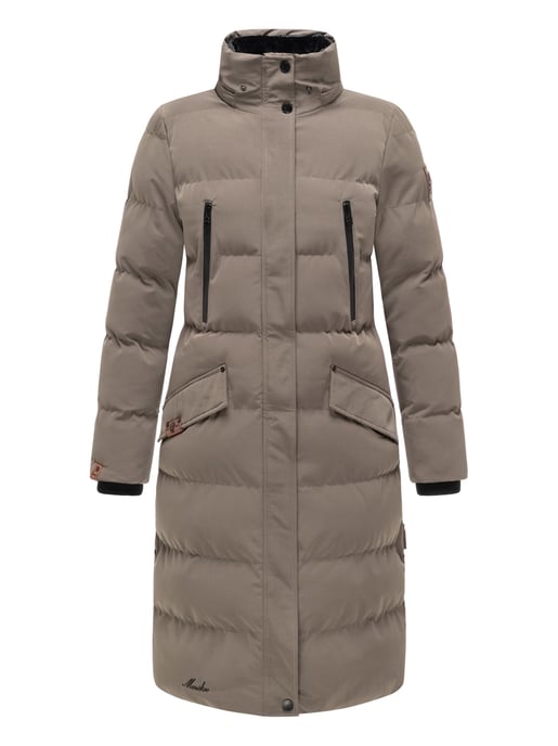 Marikoo abrigo de invierno mujer – Schneesternchen largo con capucha y cuello de pelo sintético - Image 2