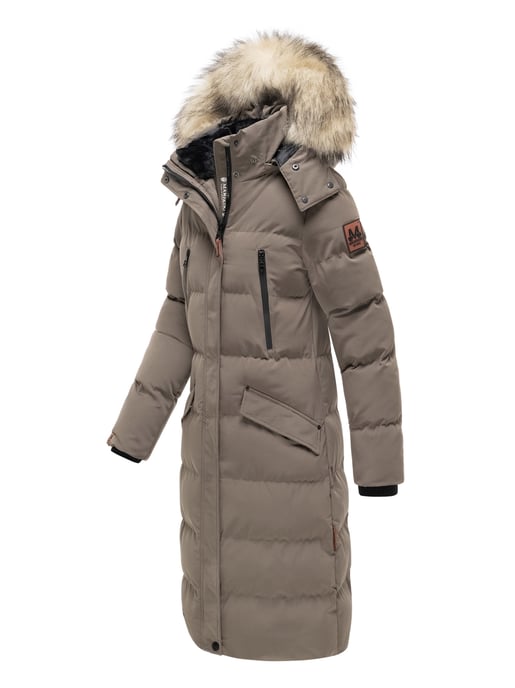 Marikoo abrigo de invierno mujer – Schneesternchen largo con capucha y cuello de pelo sintético - Image 3