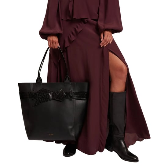 Bolso Tote Negro Con Lazo Y Efecto Cocodrilo De Ted Baker - Image 6