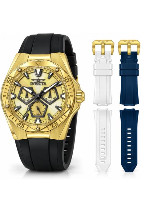 Invicta Speedway 51131 Reloj de Hombre - Movimiento de Cuarzo - Acero Inoxidable con Esfera Dorada - 45 mm - Con Correas Extra - Image 1
