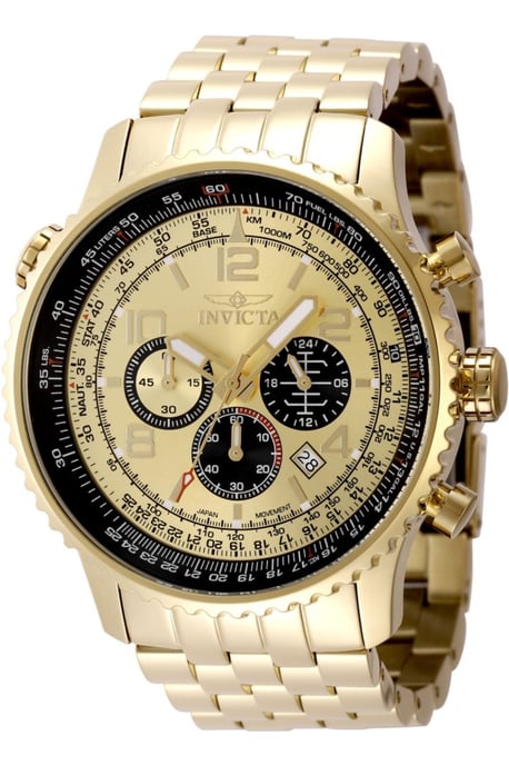Invicta Aviator 49081 Reloj de hombre - Movimiento de cuarzo - Acero inoxidable con esfera dorada - 49 mm - Image 1