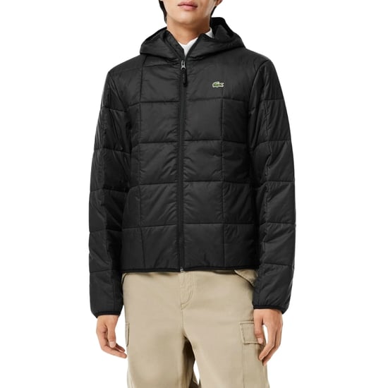 Chaqueta Acolchada Negra Con Capucha Y Logo De Lacoste, Impermeable - Image 4