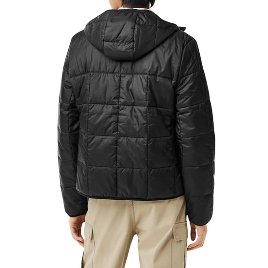 Chaqueta Acolchada Negra Con Capucha Y Logo De Lacoste, Impermeable - Image 5