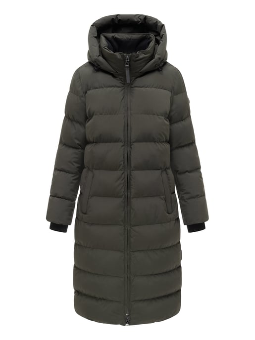 Abrigo de invierno largo Marikoo Harukaa mujer – acolchado con capucha desmontable - Image 1
