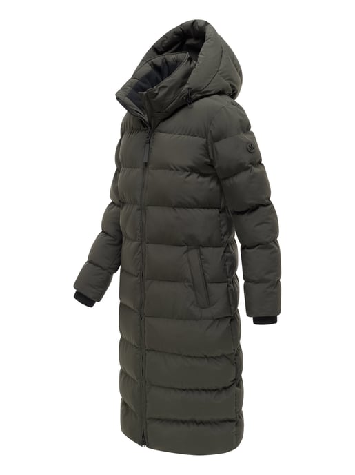 Abrigo de invierno largo Marikoo Harukaa mujer – acolchado con capucha desmontable - Image 2