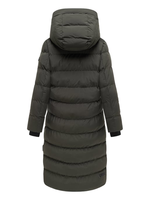 Abrigo de invierno largo Marikoo Harukaa mujer – acolchado con capucha desmontable - Image 3