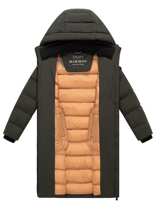 Abrigo de invierno largo Marikoo Harukaa mujer – acolchado con capucha desmontable - Image 4