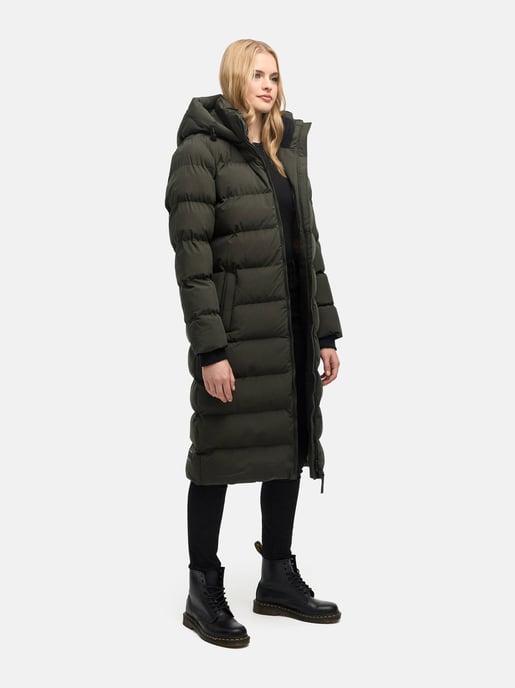 Abrigo de invierno largo Marikoo Harukaa mujer – acolchado con capucha desmontable - Image 6