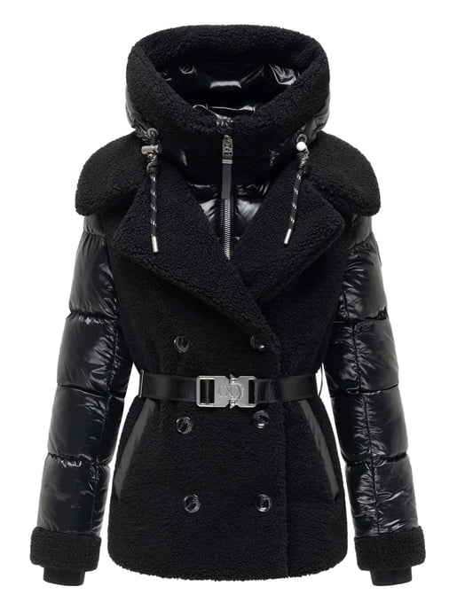 Chaqueta acolchada de peluche Navahoo Kuschelhäschen mujer – capucha desmontable y cinturón - Image 1