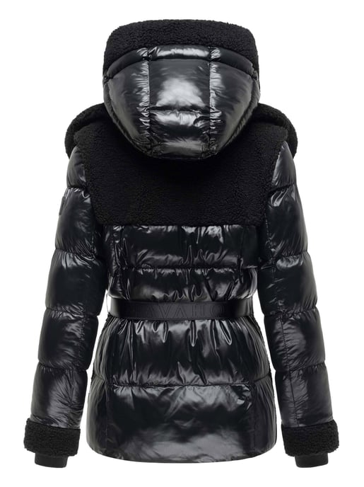 Chaqueta acolchada de peluche Navahoo Kuschelhäschen mujer – capucha desmontable y cinturón - Image 3