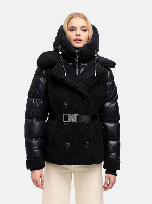 Chaqueta acolchada de peluche Navahoo Kuschelhäschen mujer – capucha desmontable y cinturón - Image 5