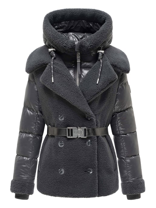 Chaqueta acolchada de peluche Navahoo Kuschelhäschen mujer – capucha desmontable y cinturón - Image 1