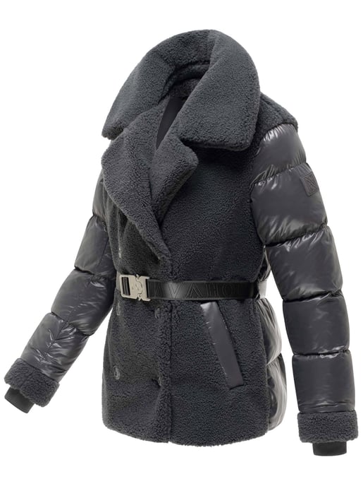Chaqueta acolchada de peluche Navahoo Kuschelhäschen mujer – capucha desmontable y cinturón - Image 2