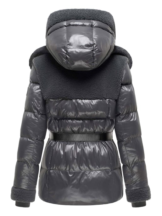 Chaqueta acolchada de peluche Navahoo Kuschelhäschen mujer – capucha desmontable y cinturón - Image 3