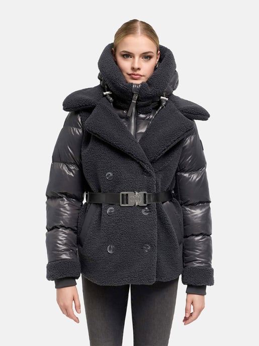 Chaqueta acolchada de peluche Navahoo Kuschelhäschen mujer – capucha desmontable y cinturón - Image 5