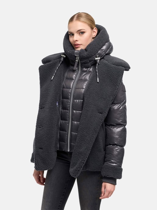 Chaqueta acolchada de peluche Navahoo Kuschelhäschen mujer – capucha desmontable y cinturón - Image 6