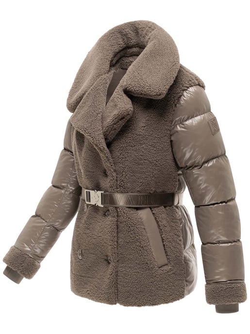 Chaqueta acolchada de peluche Navahoo Kuschelhäschen mujer – capucha desmontable y cinturón - Image 2