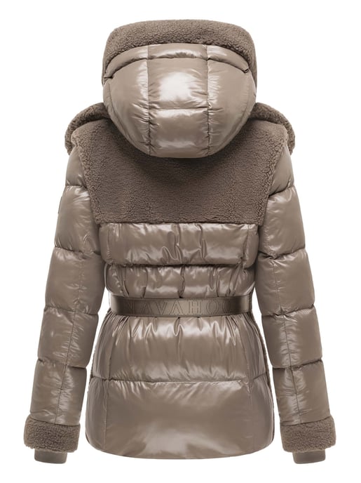 Chaqueta acolchada de peluche Navahoo Kuschelhäschen mujer – capucha desmontable y cinturón - Image 3