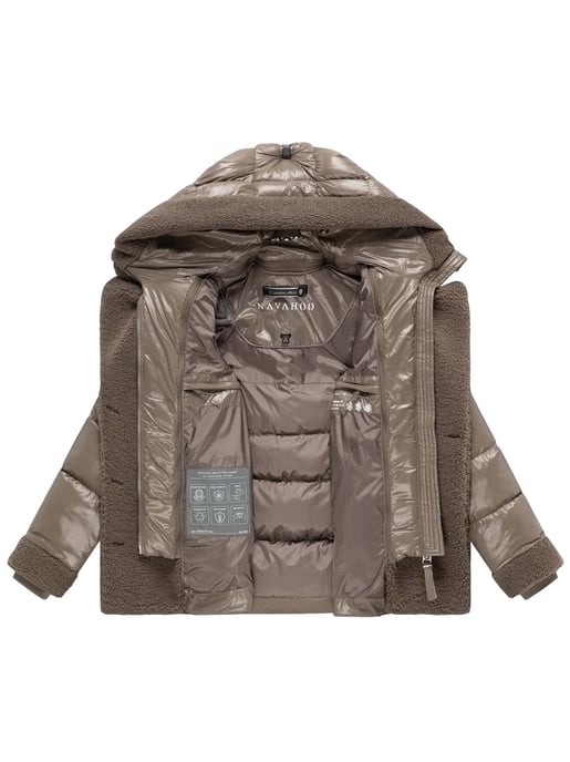 Chaqueta acolchada de peluche Navahoo Kuschelhäschen mujer – capucha desmontable y cinturón - Image 4