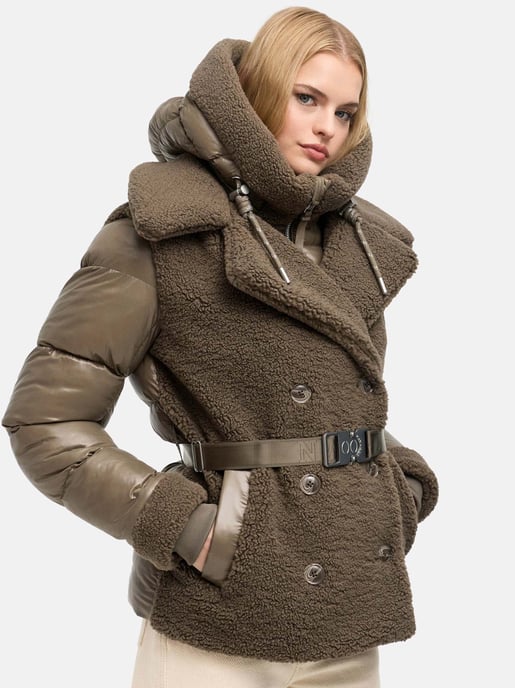 Chaqueta acolchada de peluche Navahoo Kuschelhäschen mujer – capucha desmontable y cinturón - Image 6